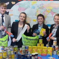 children with food bank donations